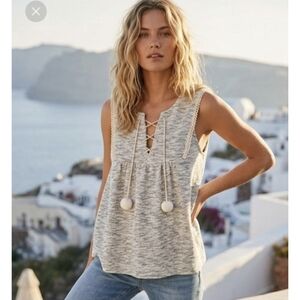 NWT Anthropologie eri+ ali Sleeveless Lace-up Knit Top with Lace Detail Size M